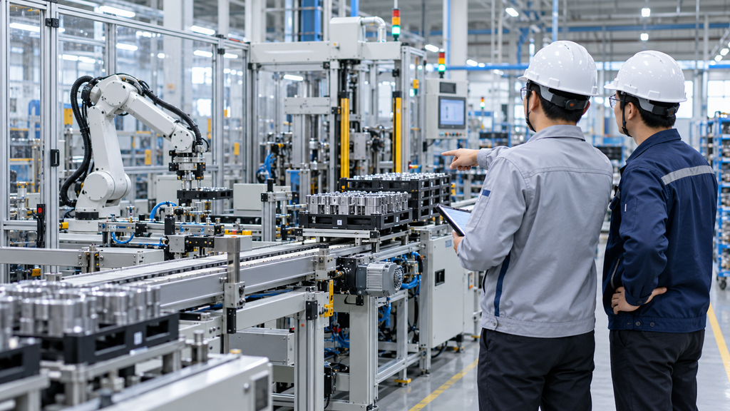 Kỹ sư đánh giá điểm nghẽn trên dây chuyền để bắt đầu tự động hóa nhà máy.